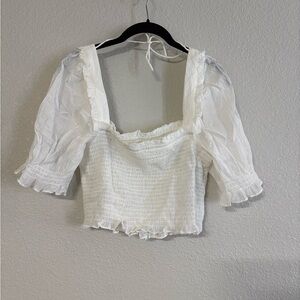 H&M White Ruffled Blouse